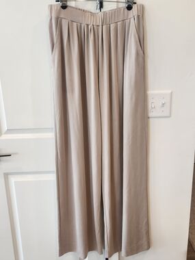 Wide Leg Pleated Palazzo Pants - Taupe